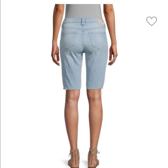 True Religion Riley Cut Off Bermuda Denim Long Jean Shorts Jort 27 4 - Picture 2 of 8